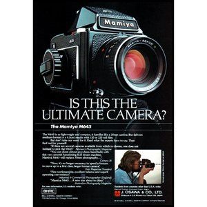 1976 Mamiya M645 Film Camera Vintage Print Ad Bell & Howell Wall Art Decor